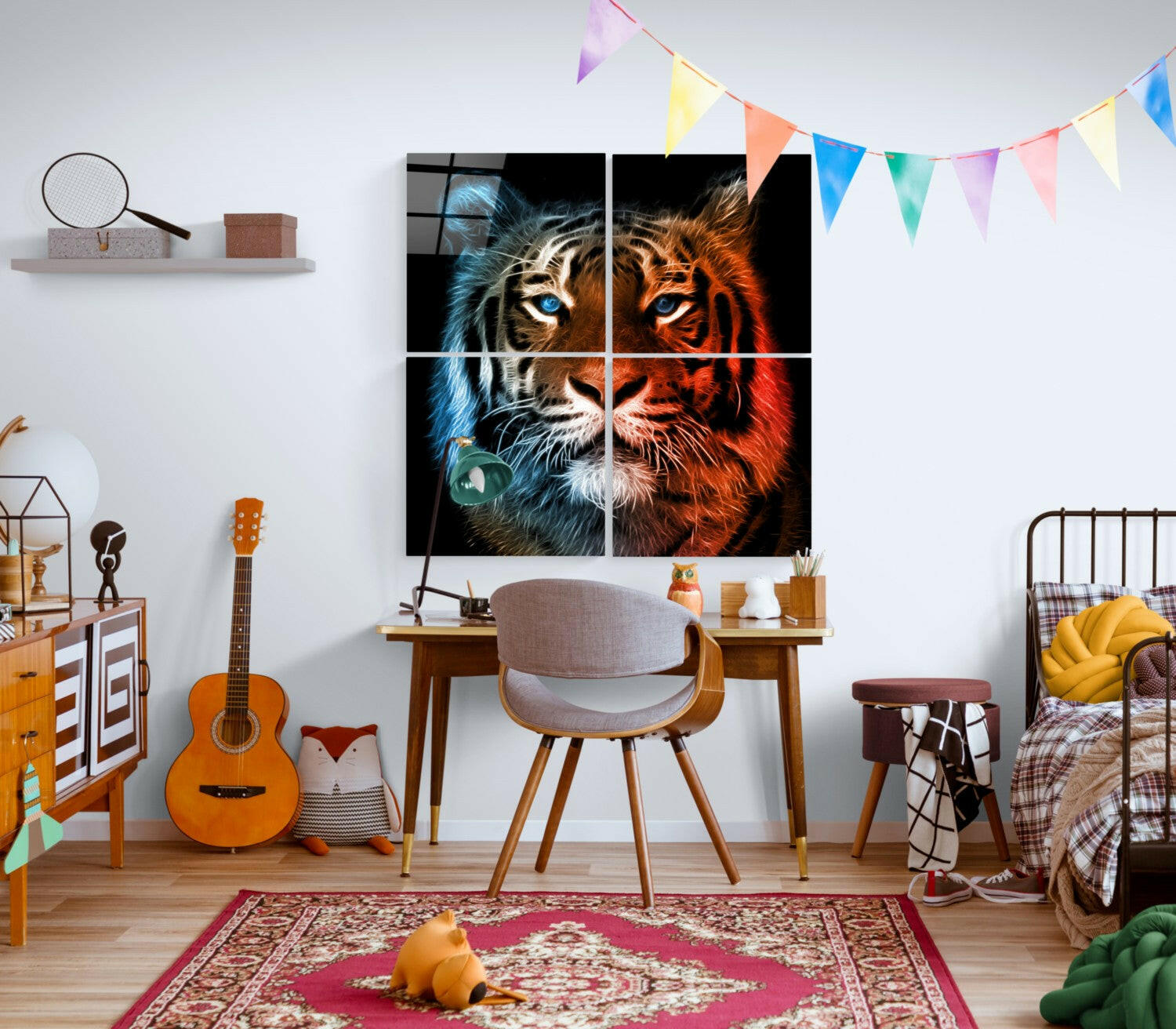 Tiger Quadro Glass Wall Art.