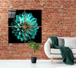 Green Chrysanthemum Quadro Glass Wall Art.