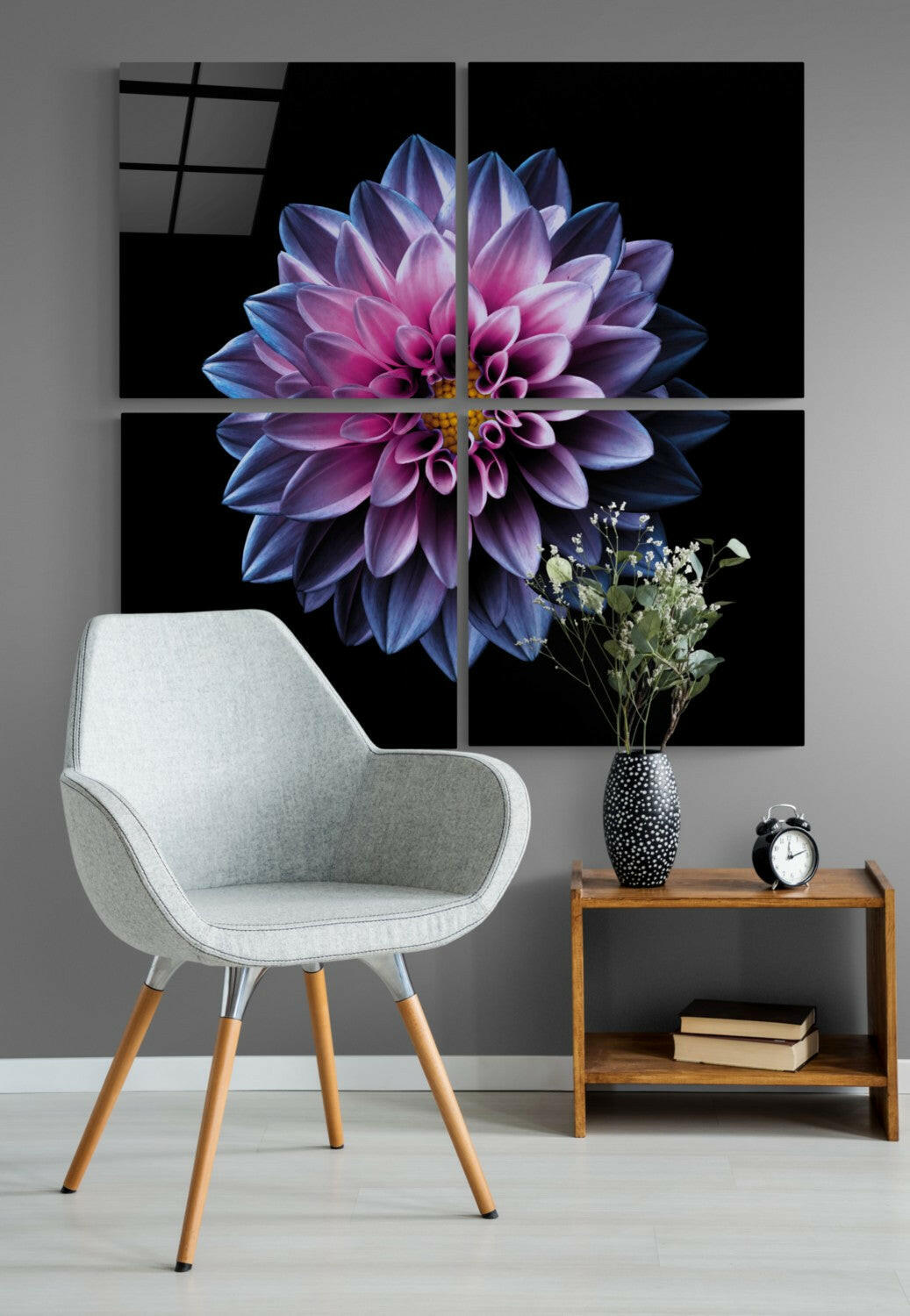 Purple Chrysanthemum Quadro Glass Wall Art