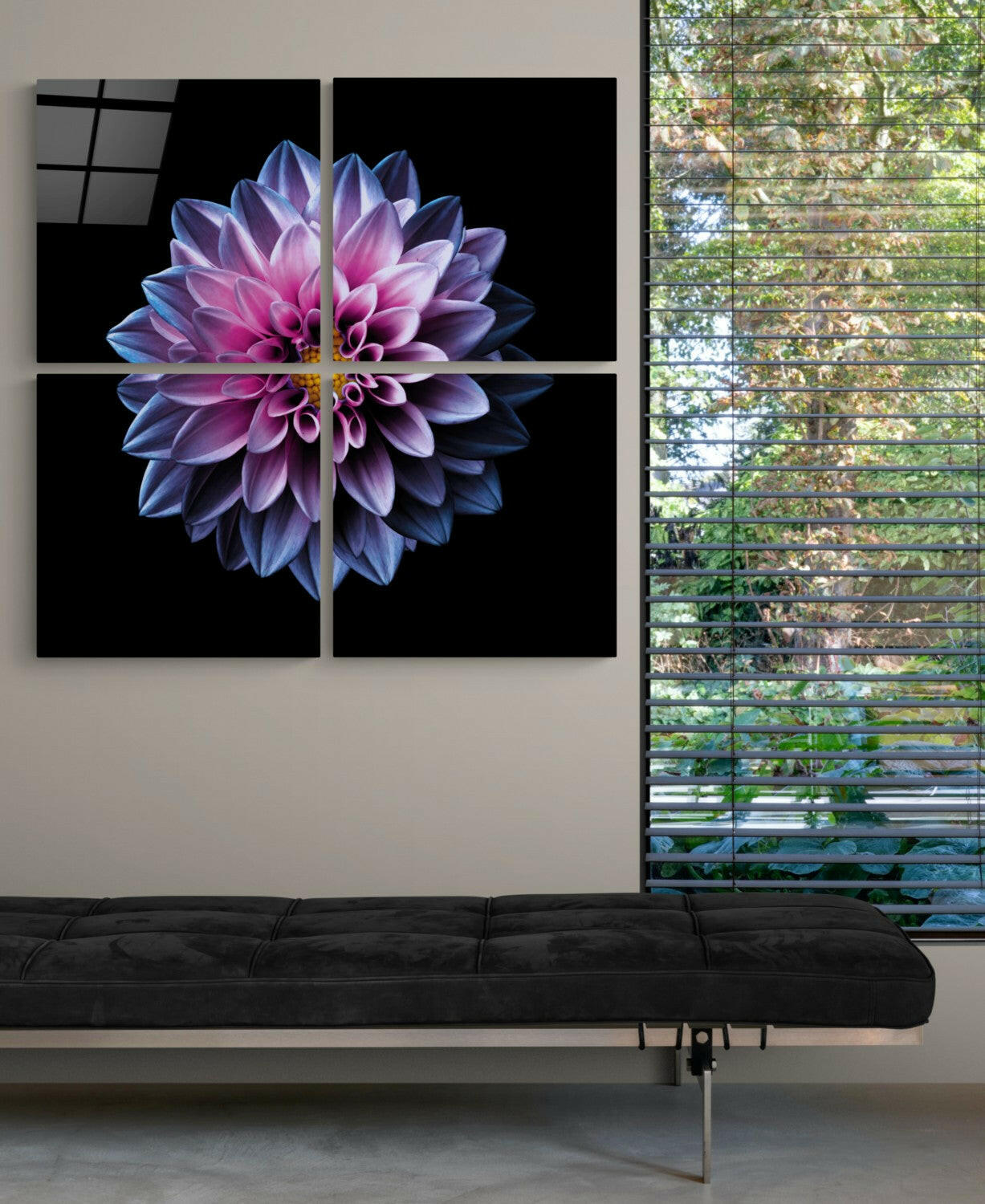 Purple Chrysanthemum Quadro Glass Wall Art.