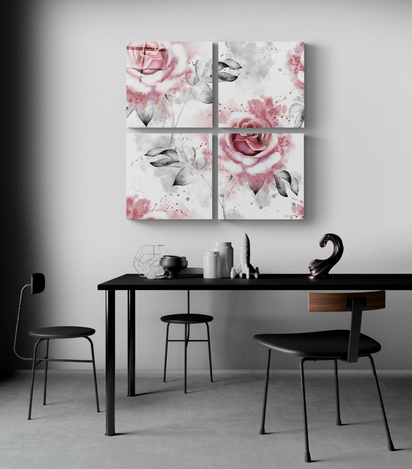 Roses Quadro Glass Wall Art.