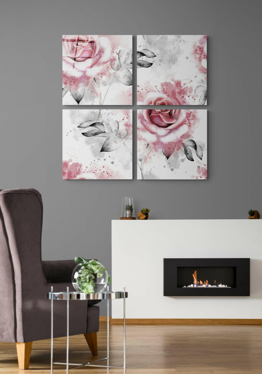 Roses Quadro Glass Wall Art.