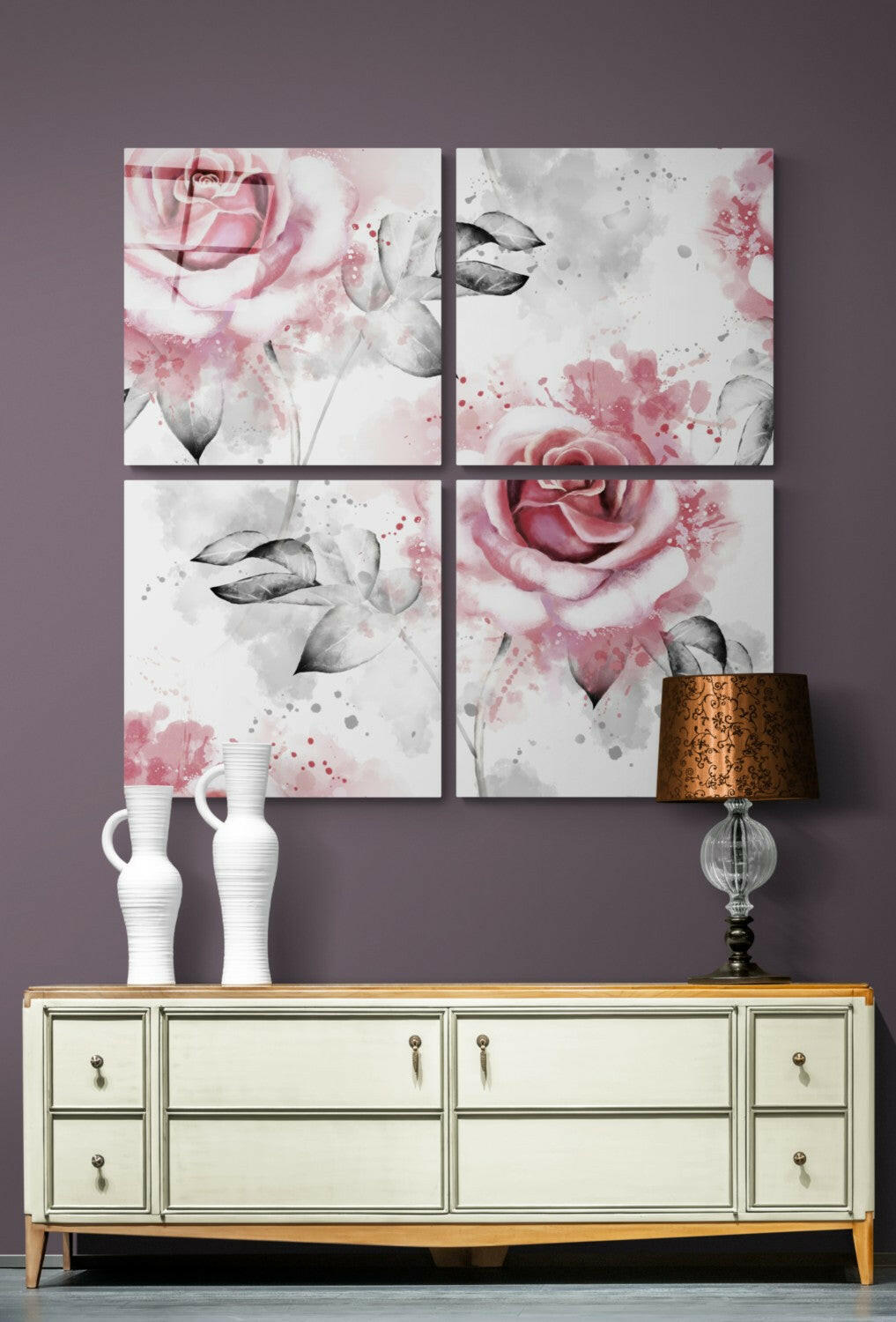 Roses Quadro Glass Wall Art.