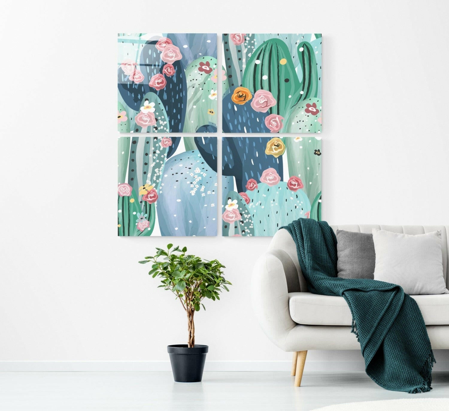 Cacti Quadro Glass Wall Art.