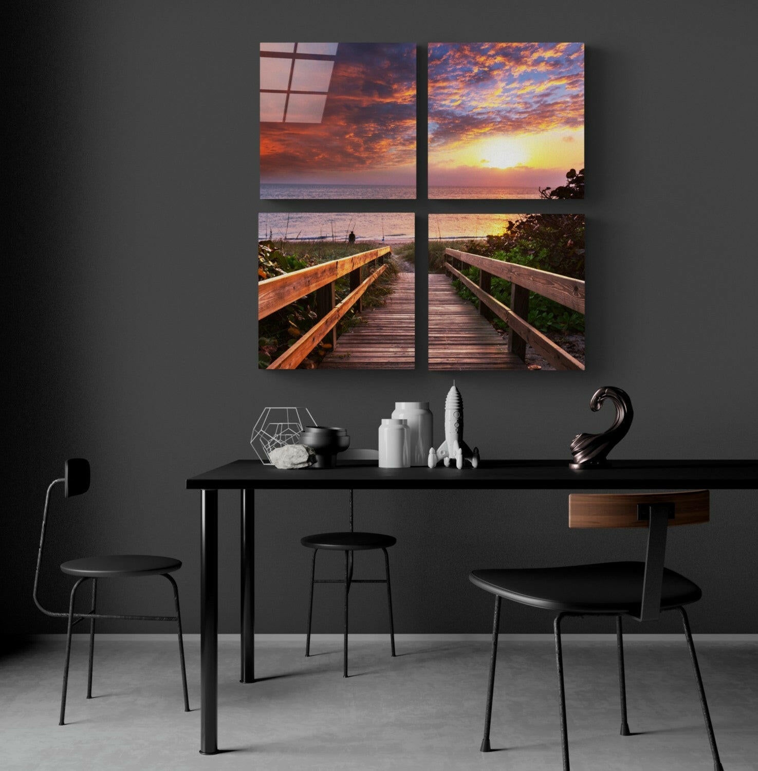 Horizon Line Quadro Glass Wall Art.