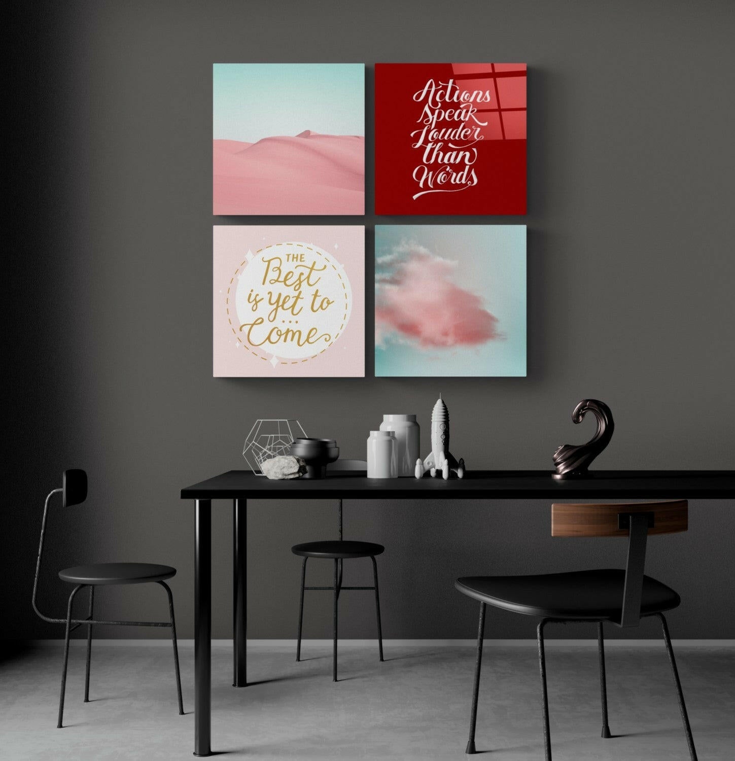 Pink Desert Quadro Glass Wall Art.