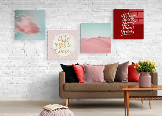 Pink Desert Quadro Glass Wall Art.