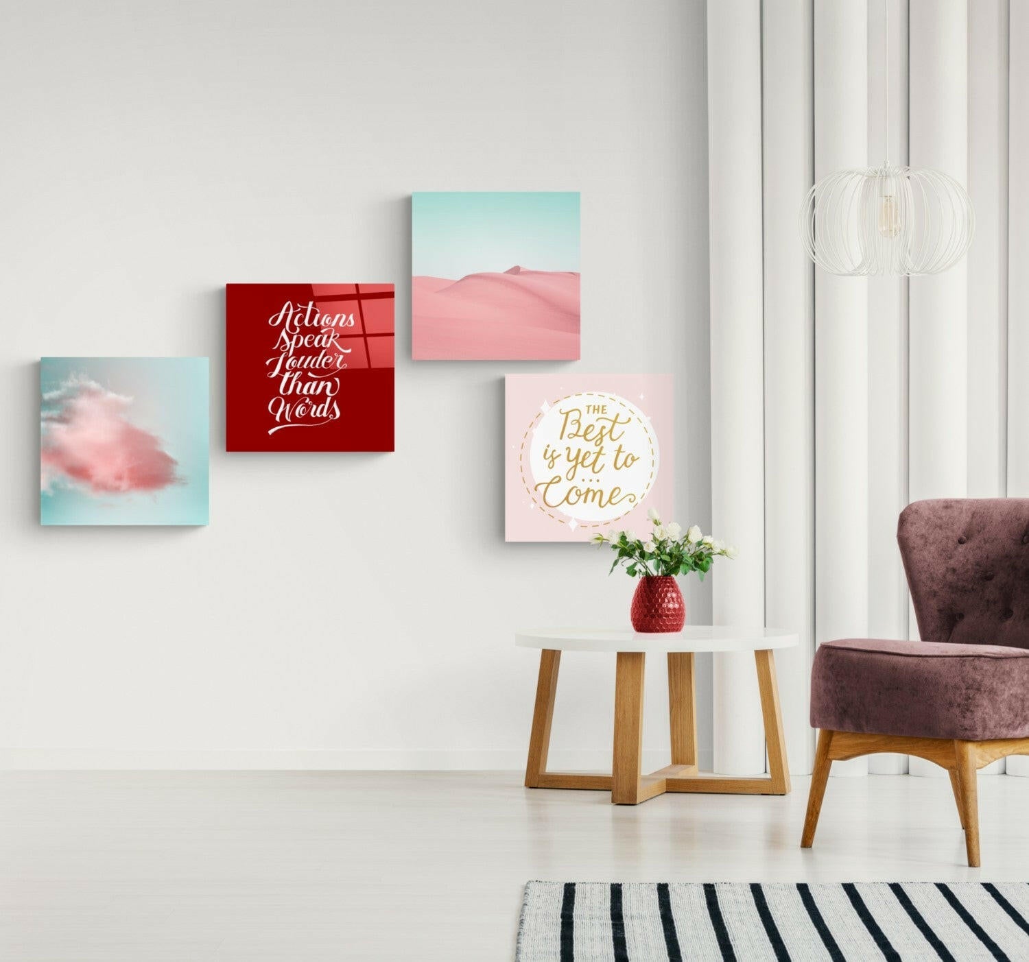 Pink Desert Quadro Glass Wall Art.