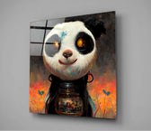 Panda Cup Glass Wall Art  || Designer Collection.
