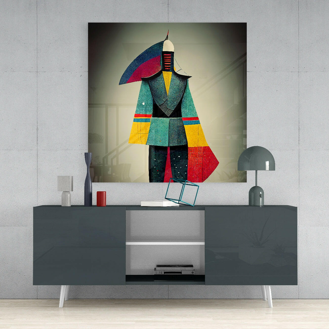 Colored Man Glass Wall Art  || Designers Collection.