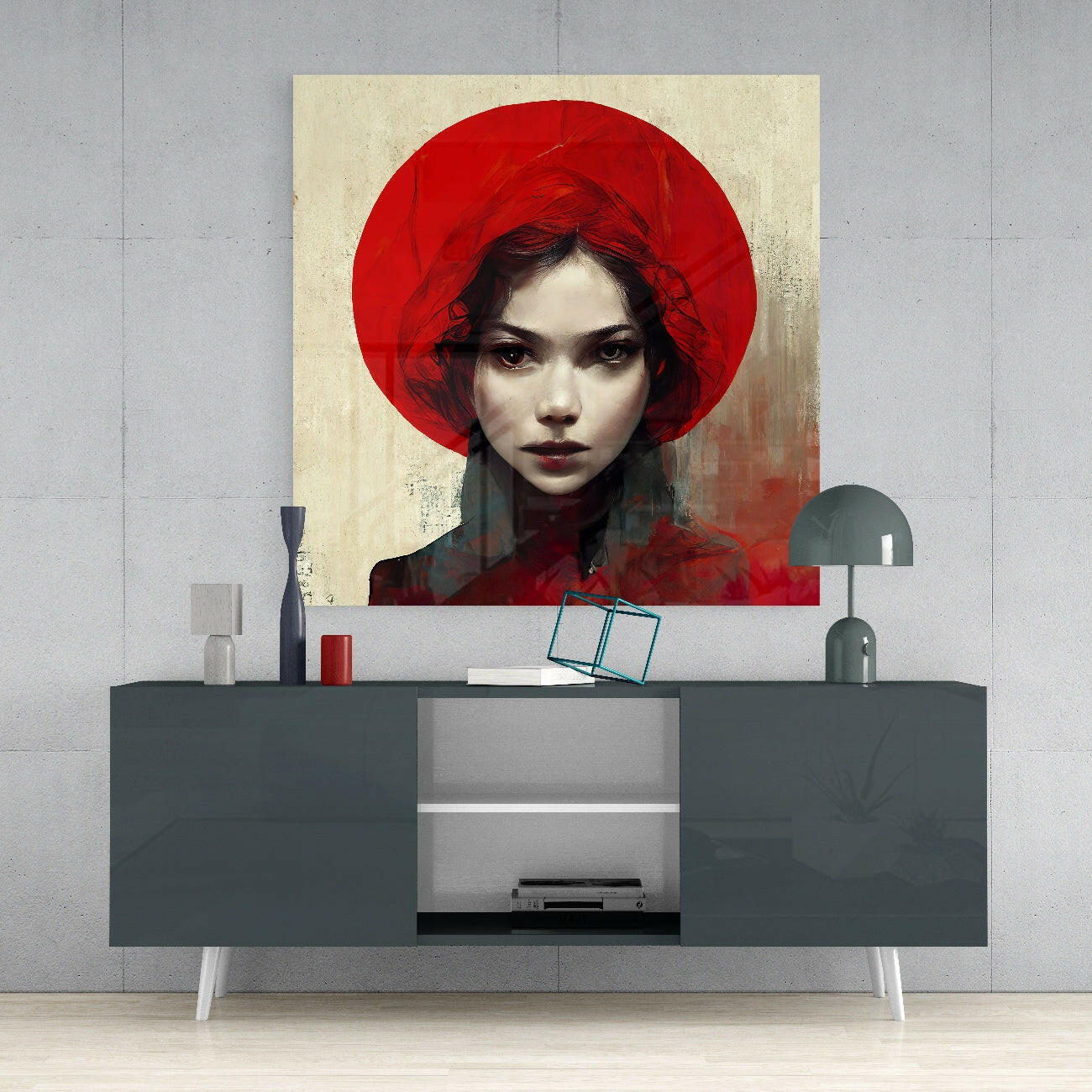 Red Hat Glass Wall Art  || Designer Collection.