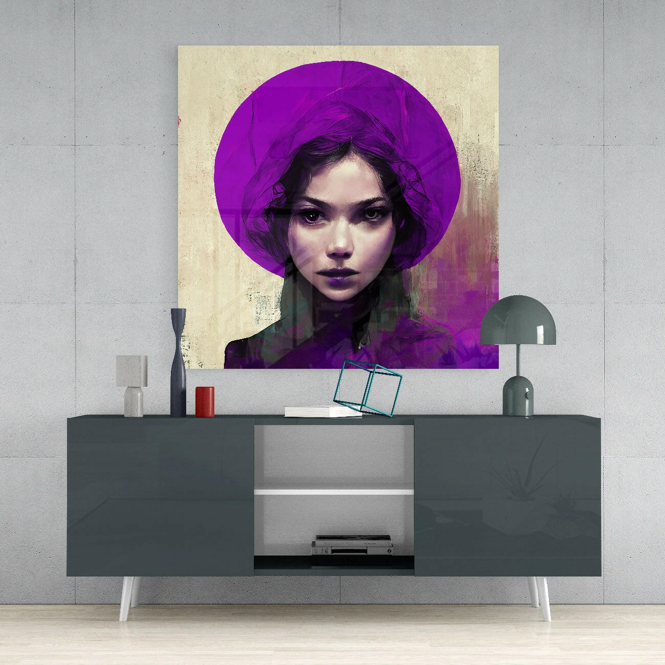 Purple Hat Glass Wall Art  || Designer Collection.
