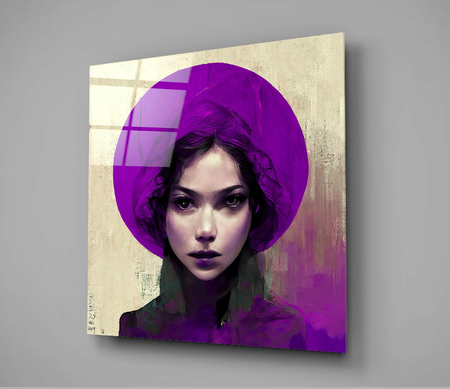 Purple Hat Glass Wall Art  || Designer Collection.