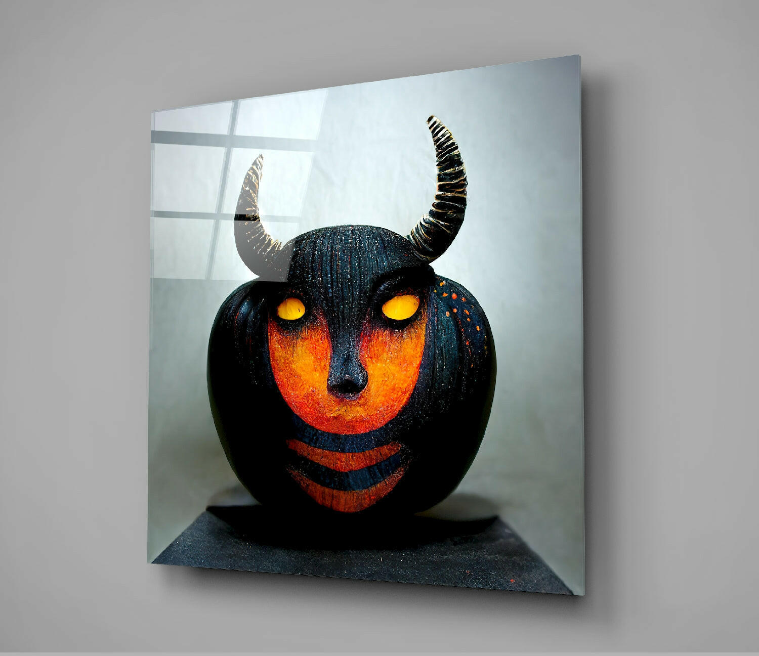 Evil Pumpkin Glass Wall Art  || Designers Collection.