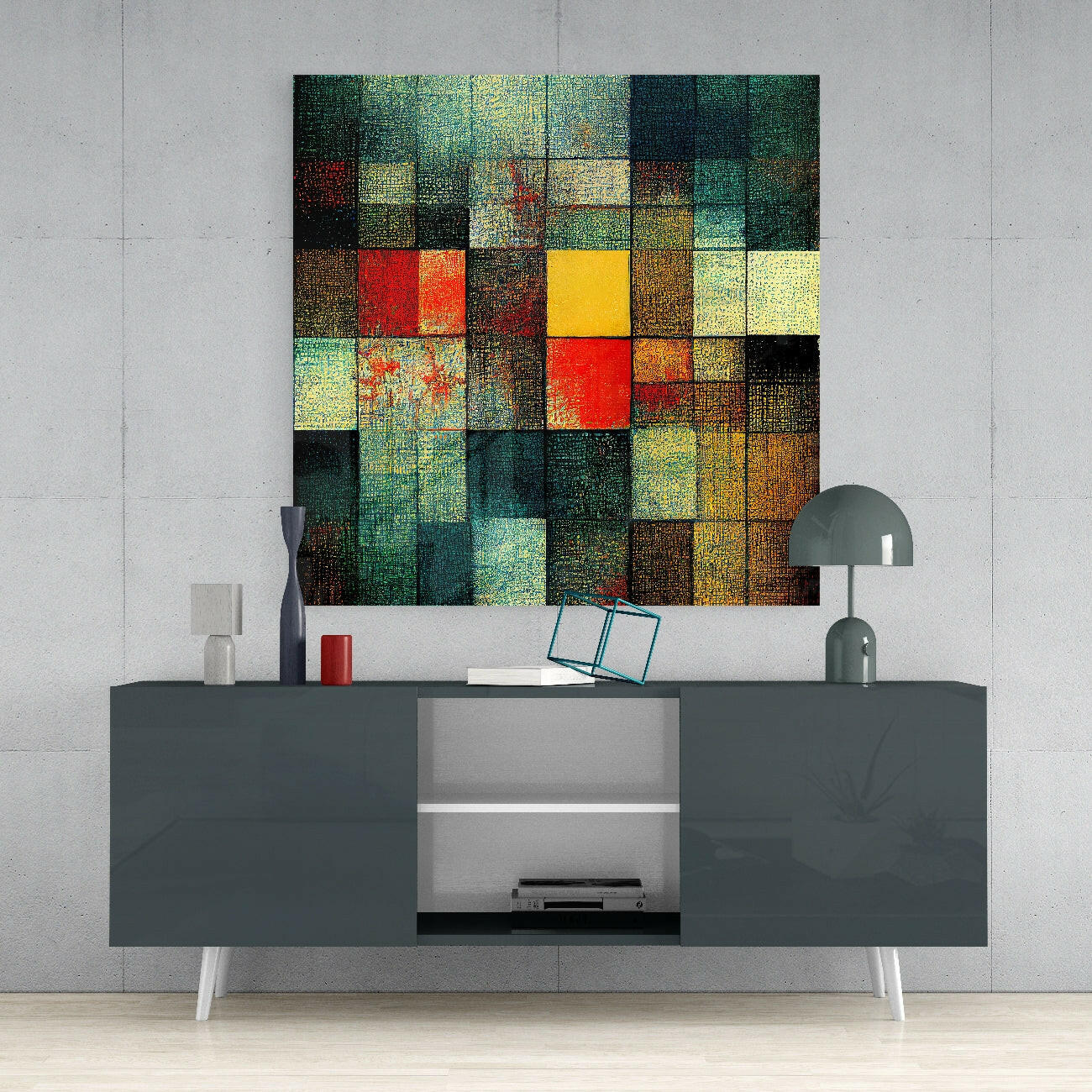Blocks Glass Wall Art  || Designers Collection.