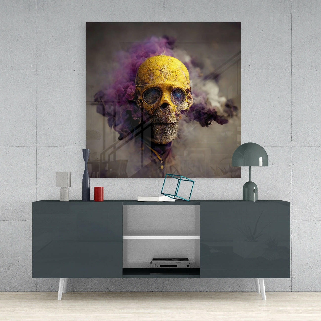 Smoky Skull Glass Wall Art  || Designer Collection.