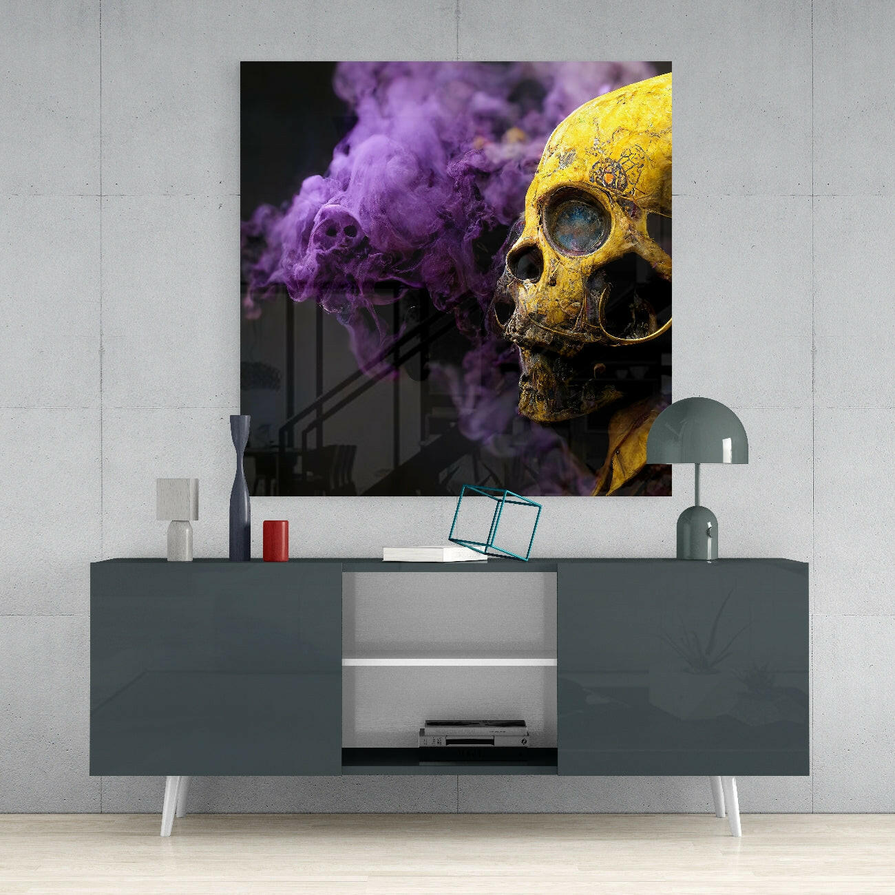 Smoky Skull Glass Wall Art  || Designer Collection.
