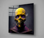 Yellow Mask Glass Wall Art  || Designer Collection.