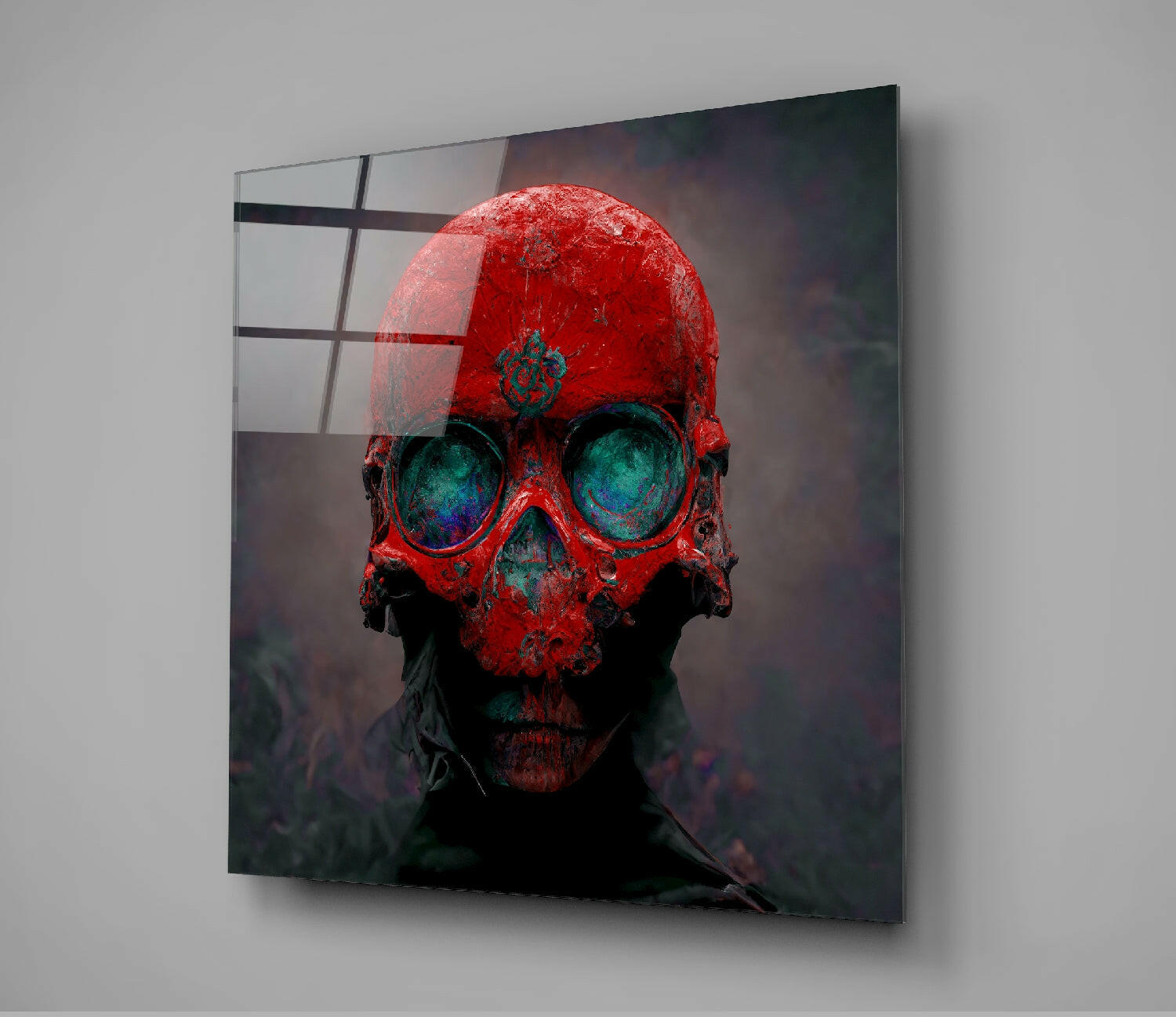 Red Head Glass Wall Art  || Designer Collection.