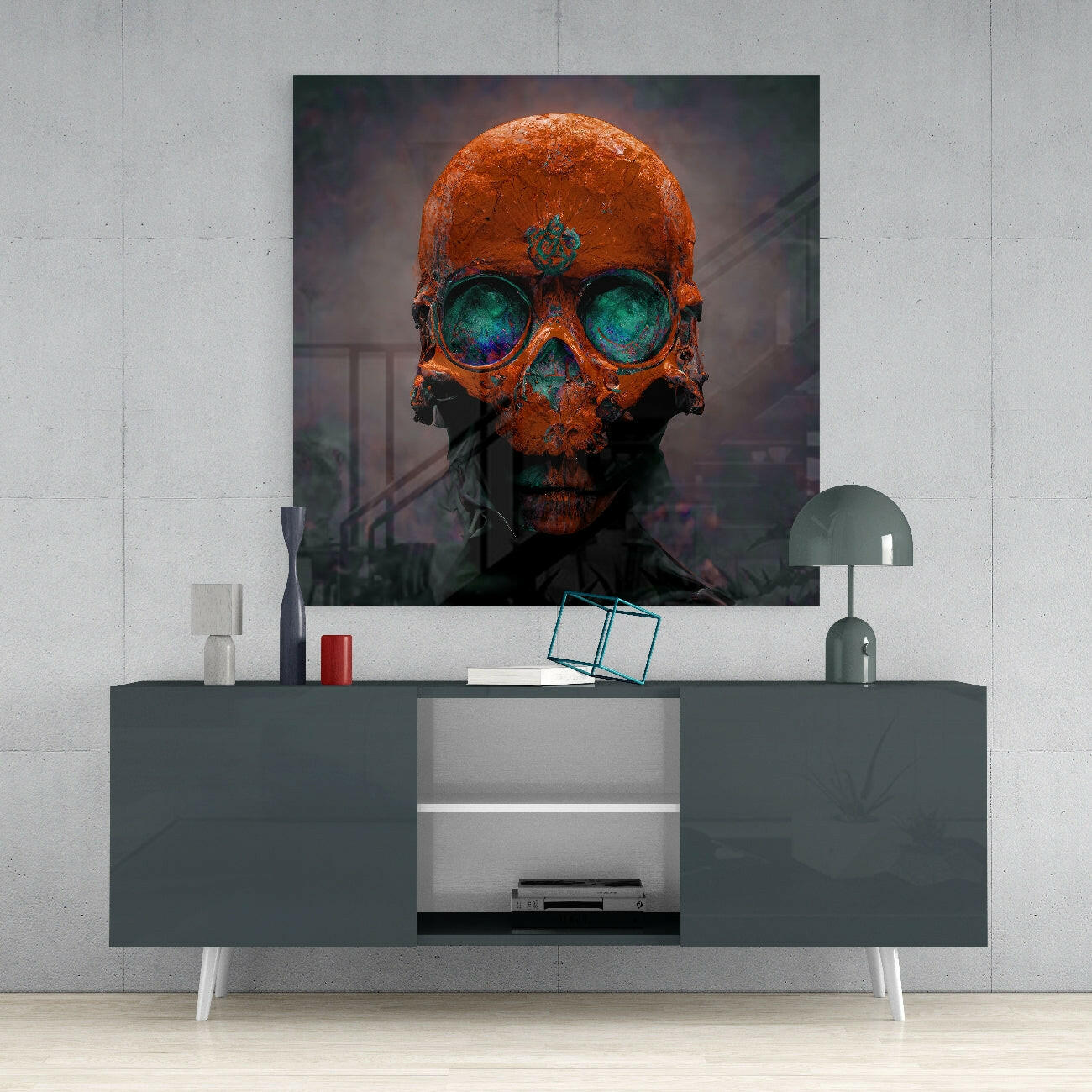 Orange Head Glass Wall Art  || Designer Collection.