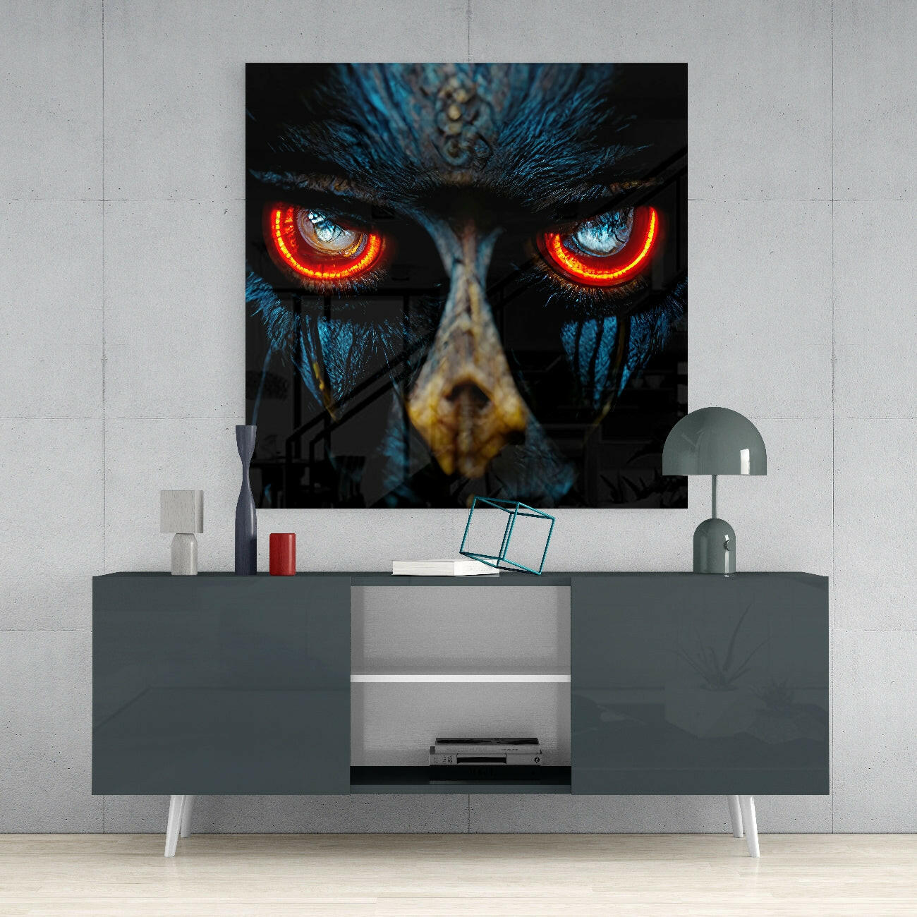 Anger in the Eyes Glass Wall Art  || Designers Collection.