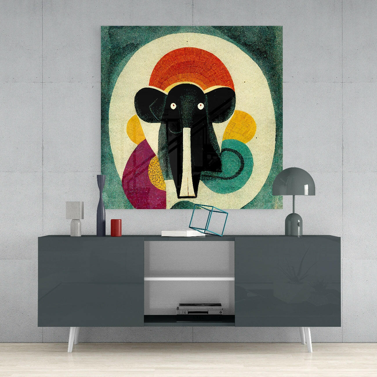 Wassily's Elephant Glass Wall Art  || Designer Collection.