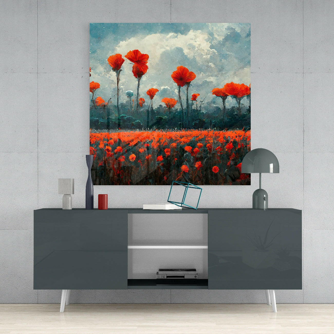 Poppy Glass Wall Art  || Designer Collection.