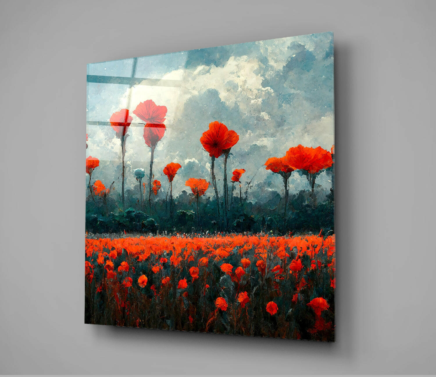 Poppy Glass Wall Art  || Designer Collection.