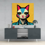 Ms. Cat Glass Wall Art  || Designer Collection.