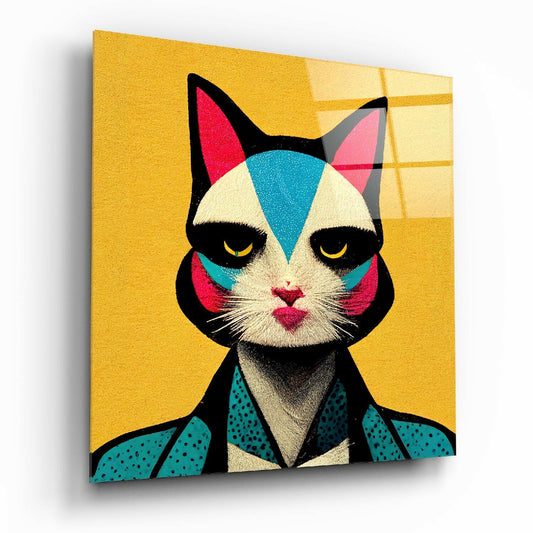 Ms. Cat Glass Wall Art  || Designer Collection.