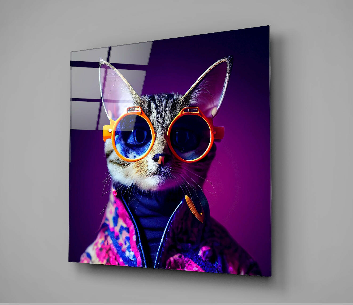 Curious Cat Glass Wall Art  || Designers Collection.