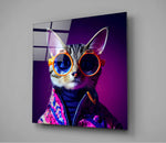 Curious Cat Glass Wall Art  || Designers Collection.