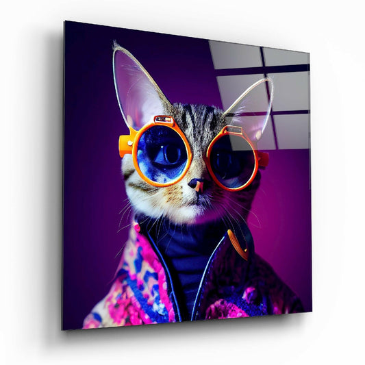 Curious Cat Glass Wall Art  || Designers Collection.