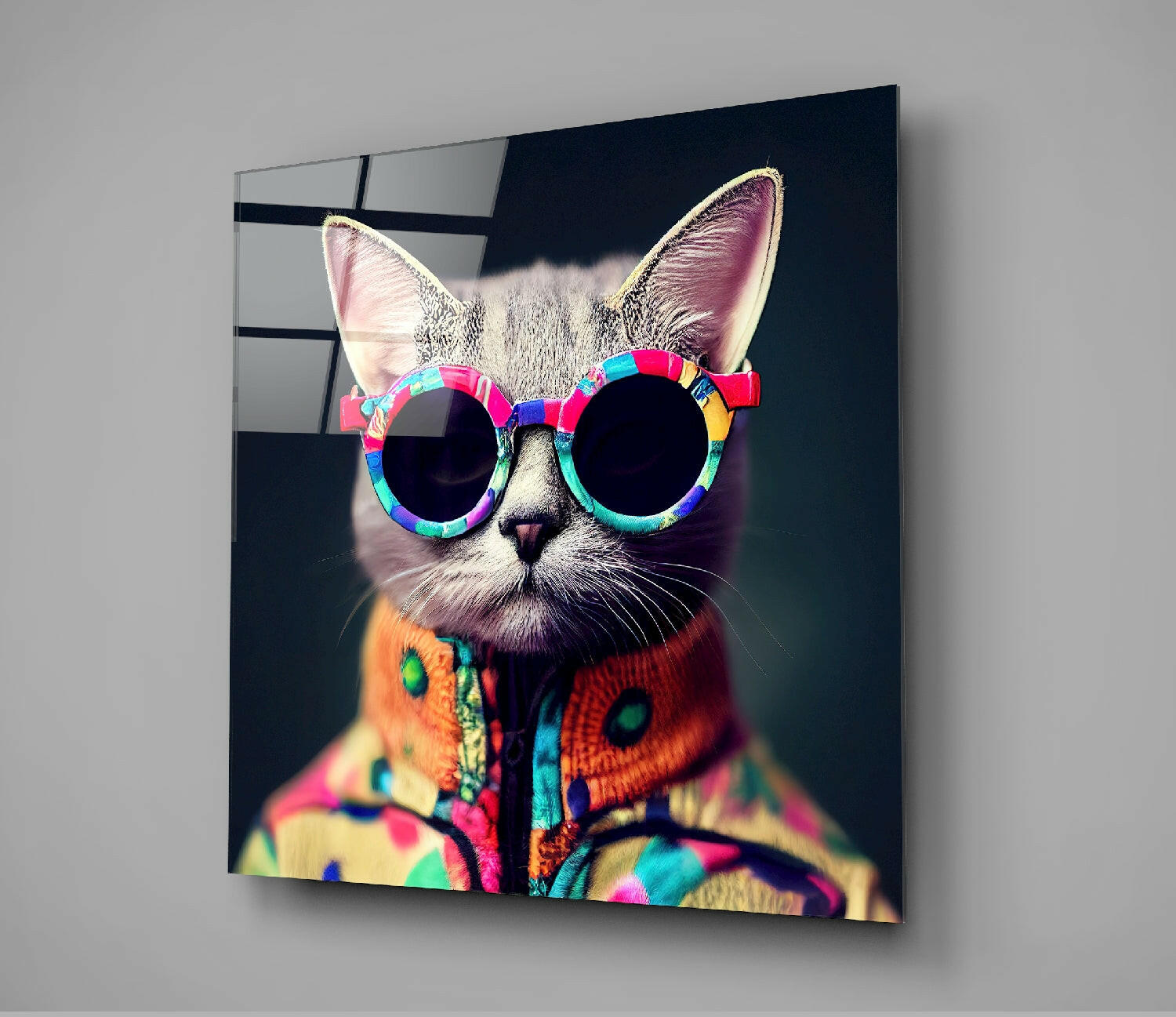 The Coolest Cat Glass Wall Art  || Designer Collection.