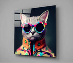 The Coolest Cat Glass Wall Art  || Designer Collection.