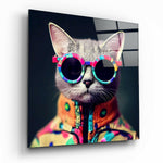 The Coolest Cat Glass Wall Art  || Designer Collection.