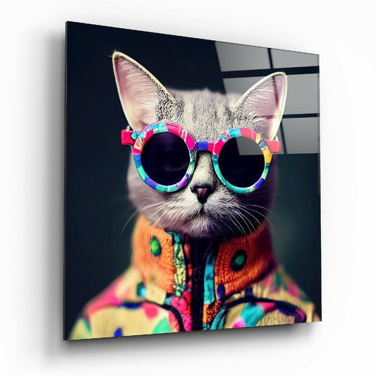 The Coolest Cat Glass Wall Art  || Designer Collection.