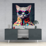 The Coolest Cat Glass Wall Art  || Designer Collection | Insigne Art Design