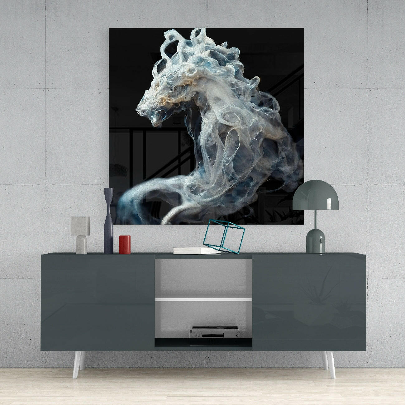 Smoky Horse Glass Wall Art  || Designer Collection.