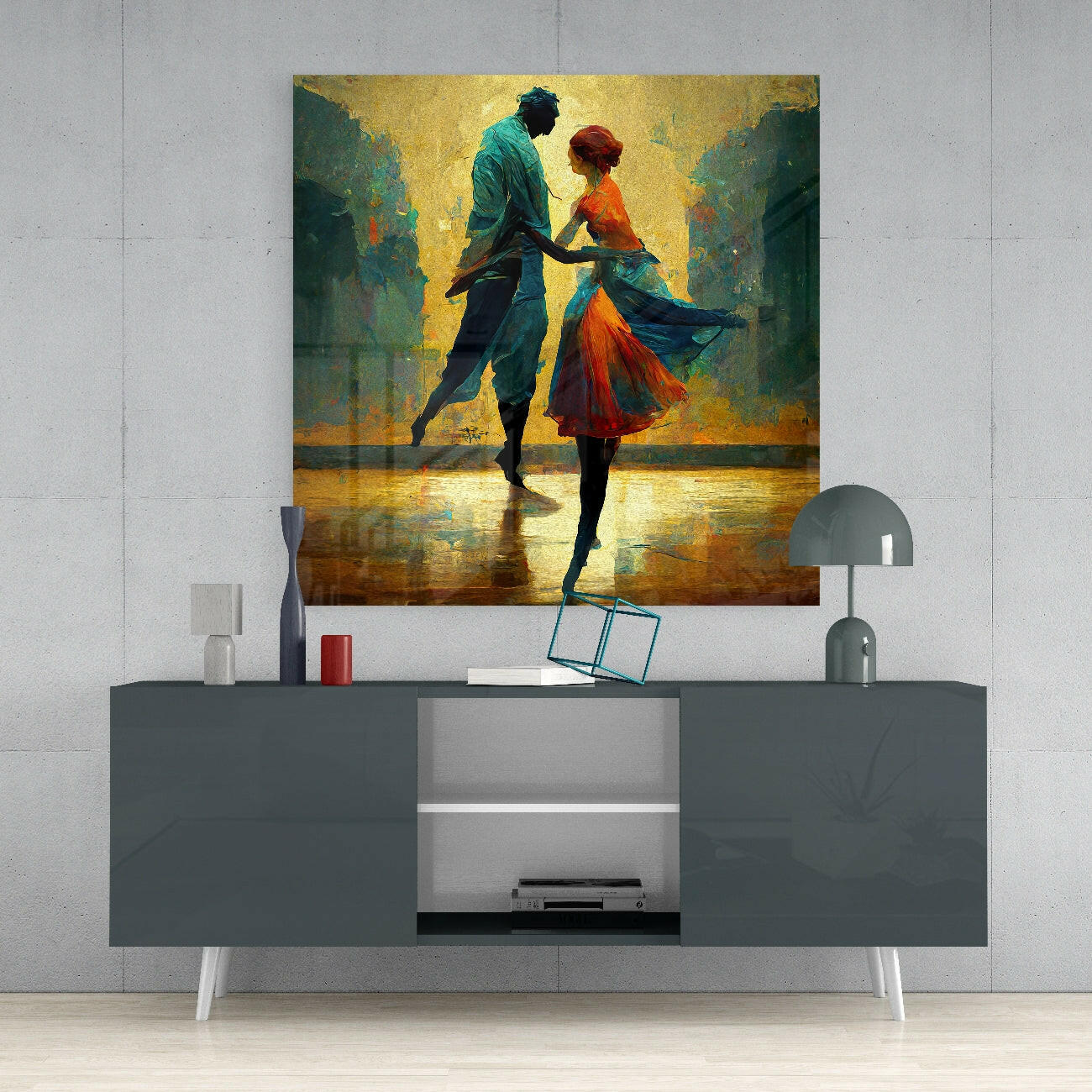 Dancing in the Rain Glass Wall Art  || Designers Collection.