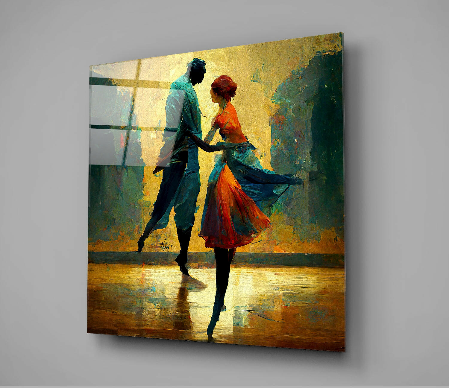 Dancing in the Rain Glass Wall Art  || Designers Collection.