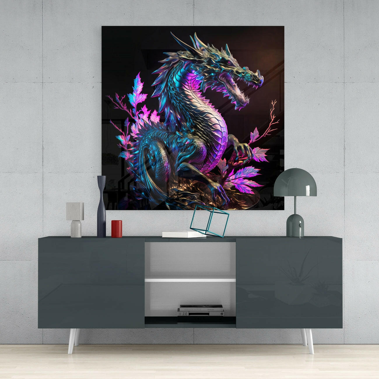 Dragon's Anger Glass Wall Art  || Designers Collection | Insigne Art Design.