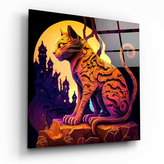 Ancient Cat Glass Wall Art  || Designers Collection | Insigne Art Design.