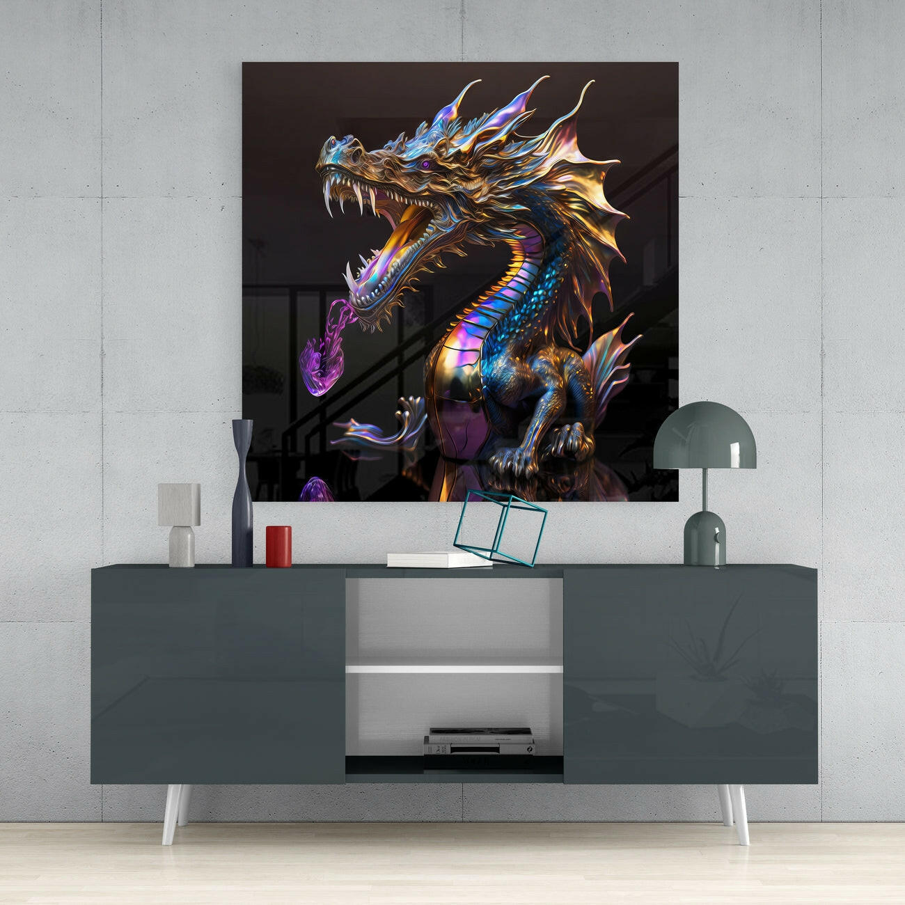 Dragon's Roar Glass Wall Art  || Designers Collection | Insigne Art Design.