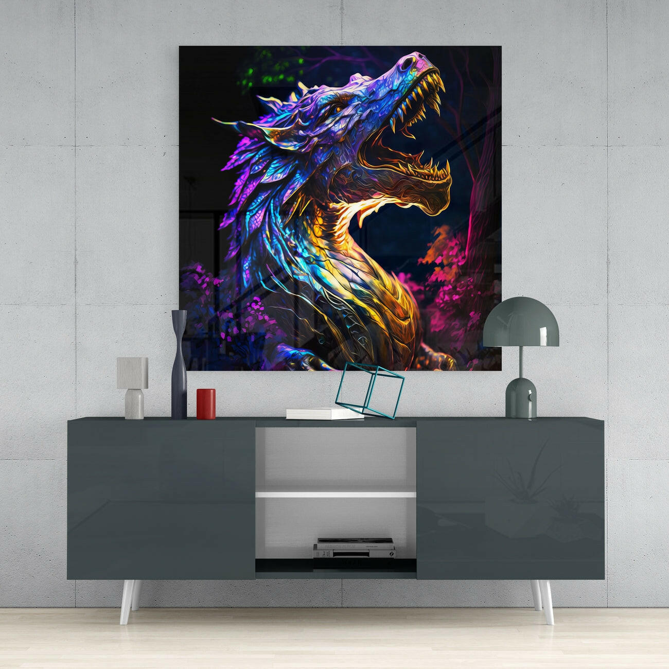 Dragon's Roar Glass Wall Art  || Designers Collection | Insigne Art Design.