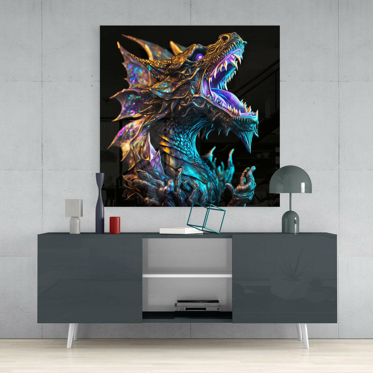 Dragon's Roar Glass Wall Art  || Designers Collection | Insigne Art Design.