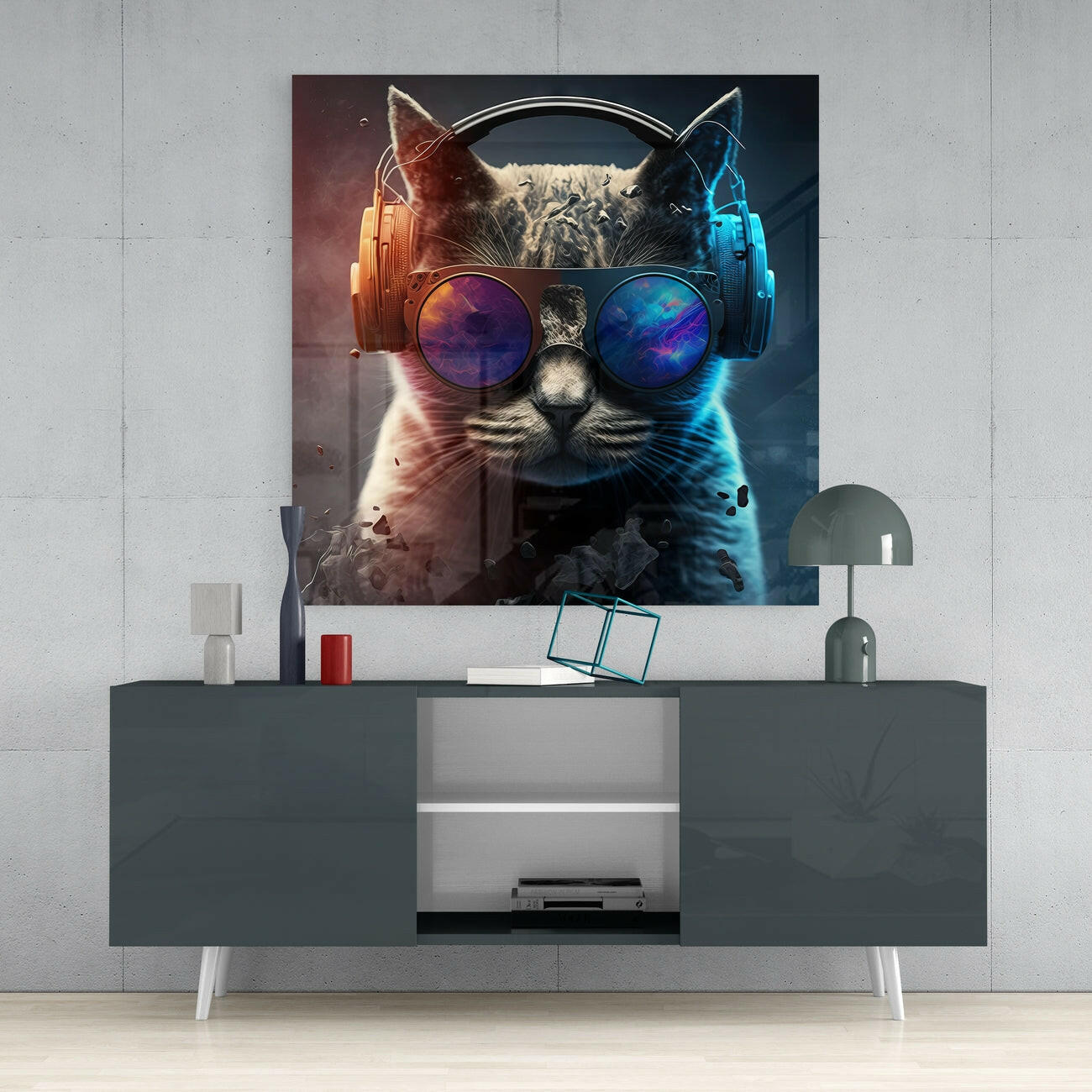 Punky Cat Glass Wall Art  || Designer Collection | Insigne Art Design.