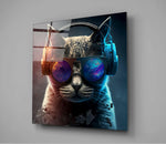 Punky Cat Glass Wall Art  || Designer Collection | Insigne Art Design.