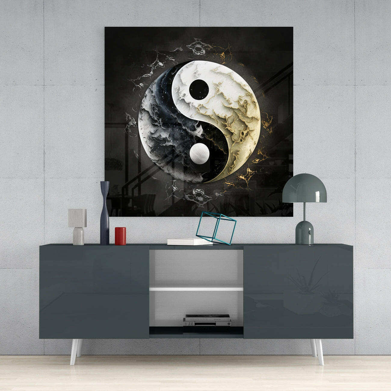 Ying and Yang Glass Wall Art  || Designer Collection | Insigne Art Design.