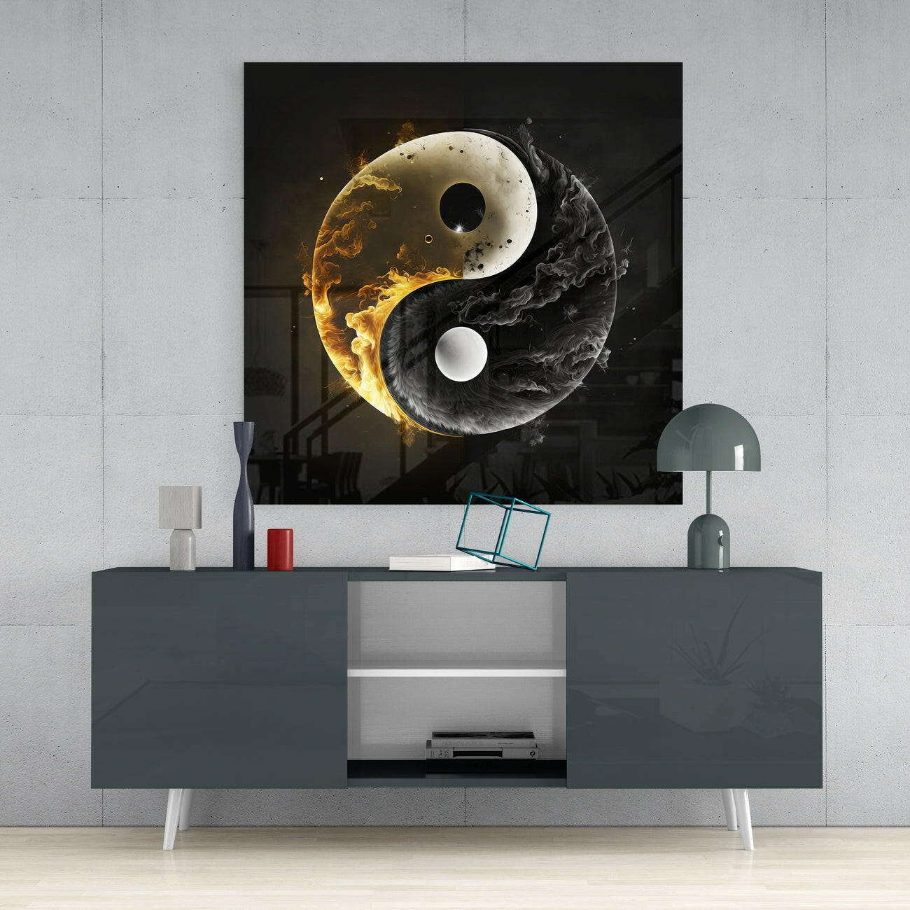 Ying and Yang Glass Wall Art  || Designer Collection | Insigne Art Design.